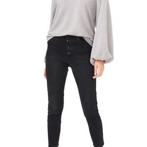 Drop shoulder balloon sleeve sweater